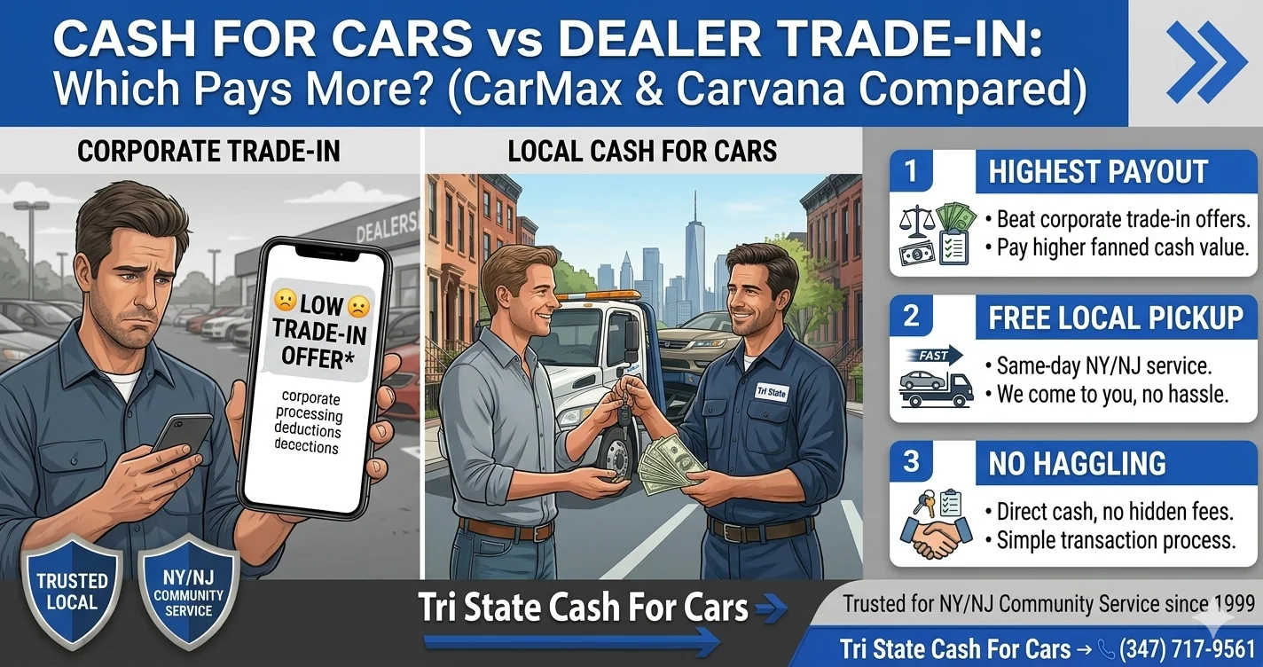 Cash for Cars vs Dealer Trade-In: Which Pays More? (CarMax & Carvana Compared)