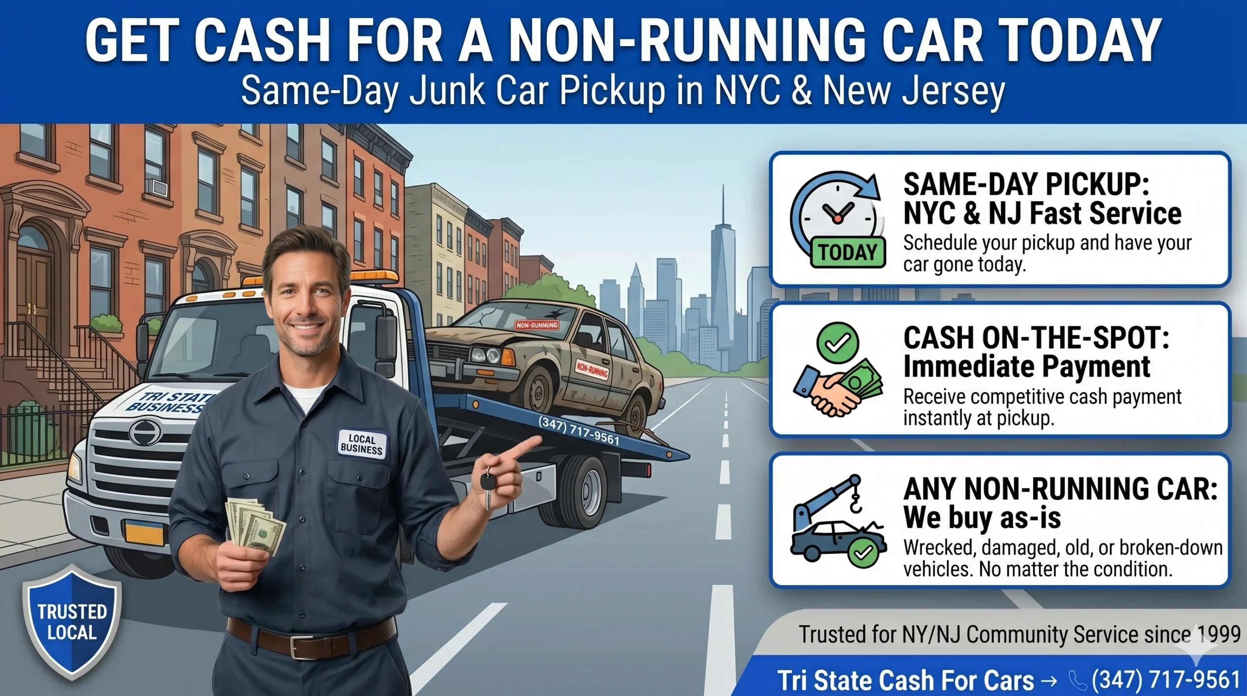 Get Cash for a Non-Running Car Today: Same-Day Junk Car Pickup in NYC & New Jersey