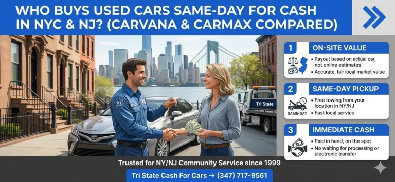 Who Buys Used Cars Same-Day for Cash in NYC & NJ? (Carvana & CarMax Compared)