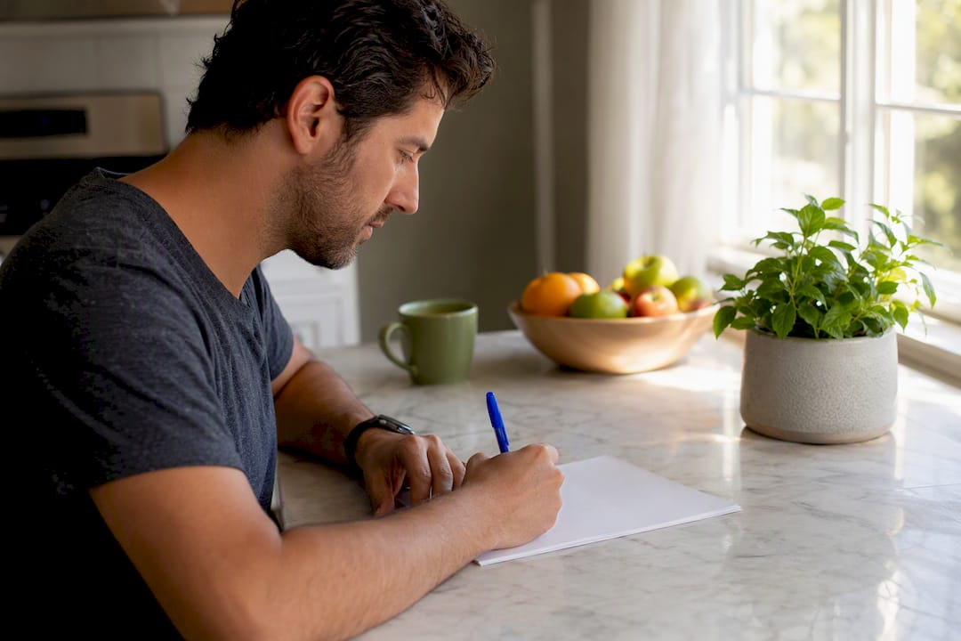 Hands filling out vehicle title application