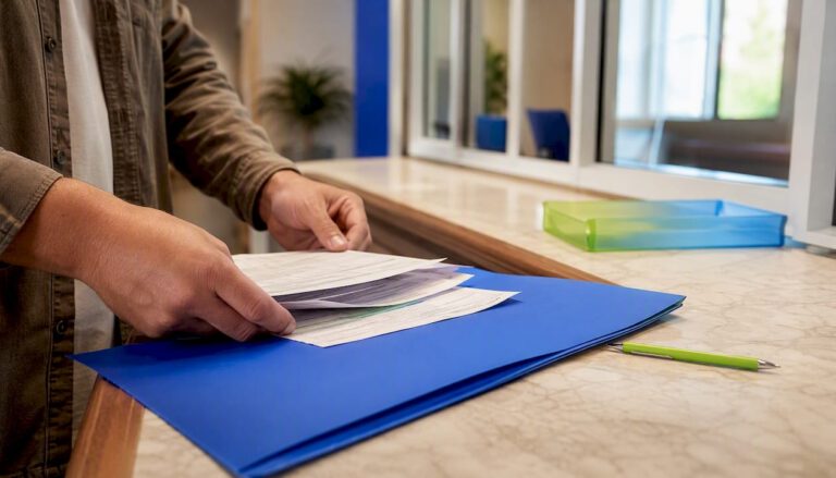 Duplicate title paperwork at motor vehicle counter
