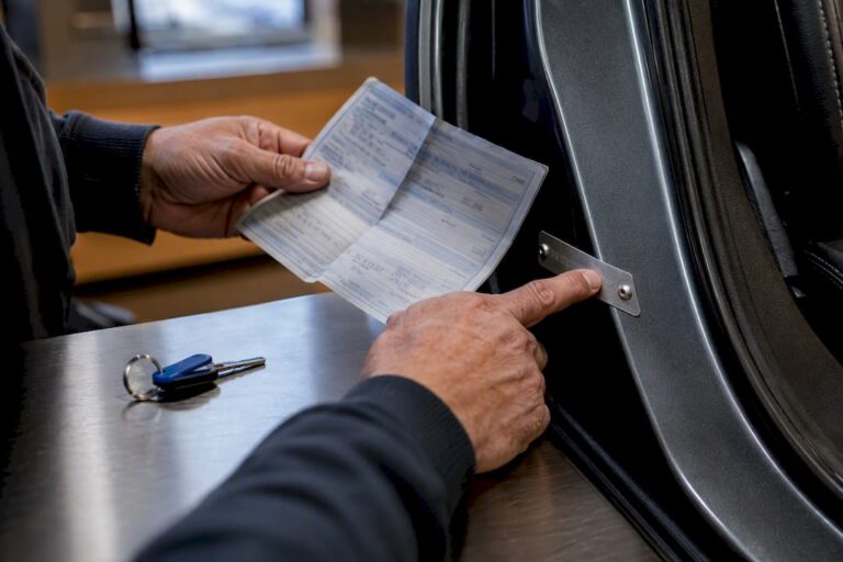 Hands verifying vehicle identity without title