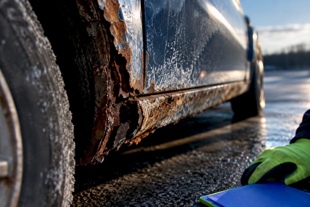 Close detail of severe vehicle rust corrosion