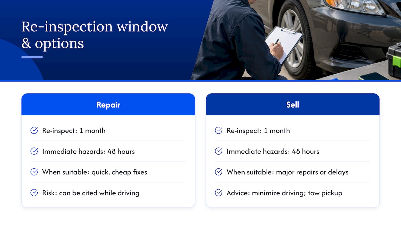 New Jersey's re-inspection window and what a failed sticker means — overview diagram