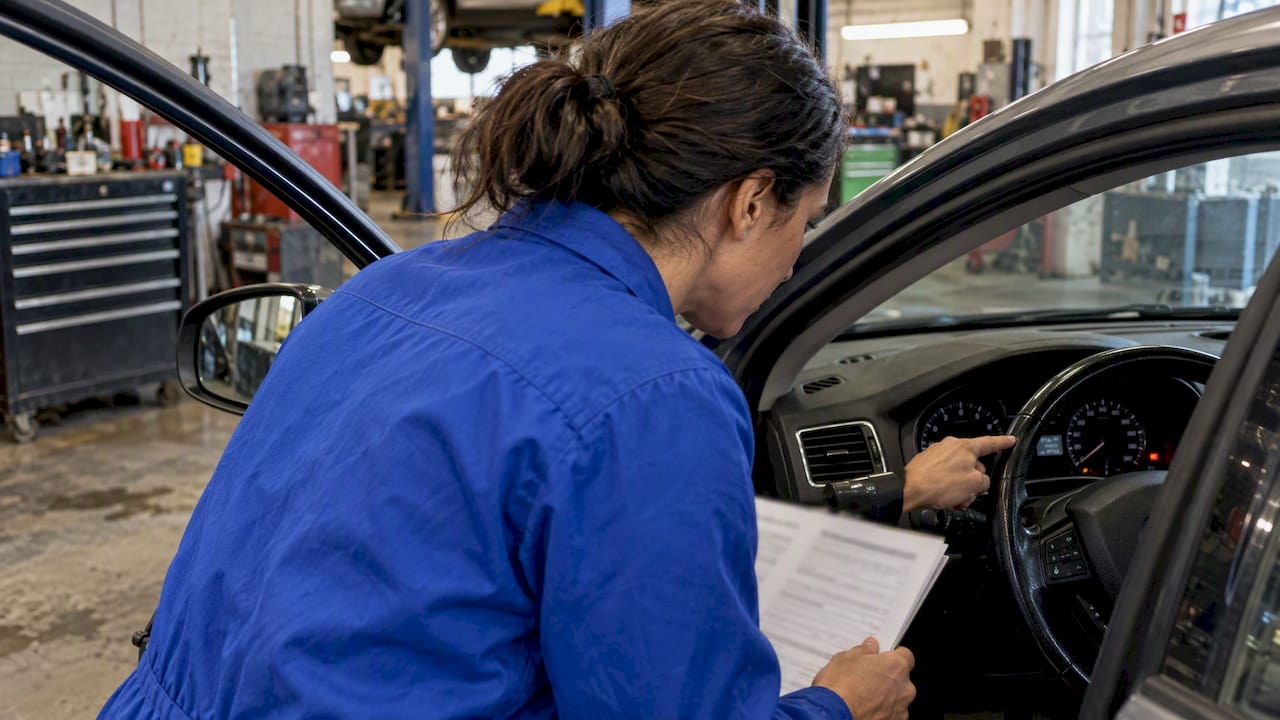 Buyer compares car odometer with service records
